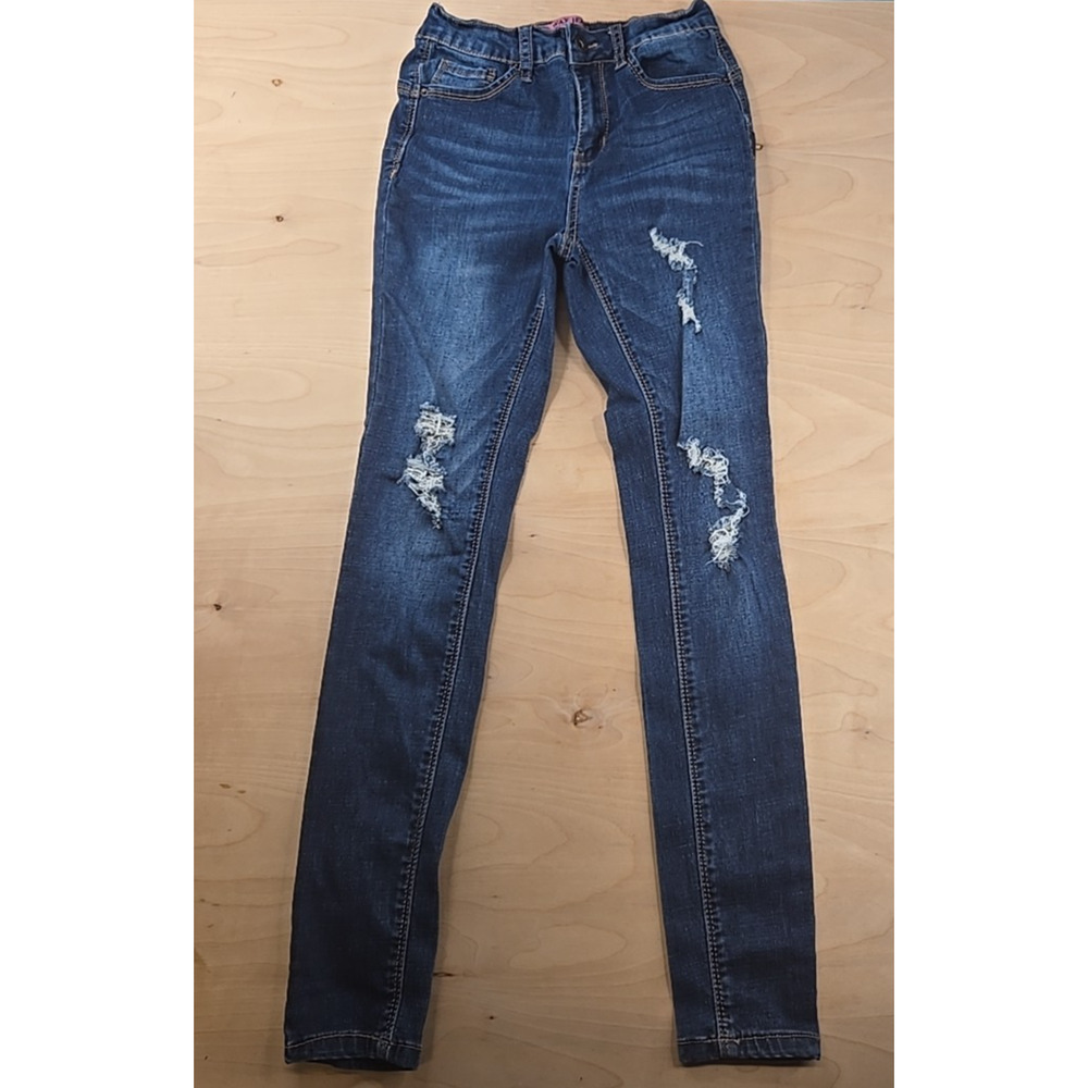 WAX JEAN Butt I Love You Womens Jeans 0 Skinny Distressed Blue Denim Stretch